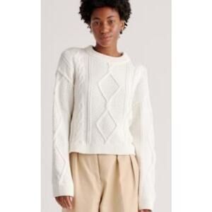 New Quince100% Organic Cotton Cropped Cable Crew Sweater Sz S #53